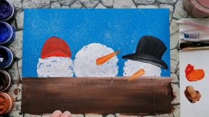 Снеговики. Зима. Нетрадиционное рисование