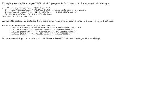 Ubuntu: Cannot find -lGL but I've installed the Nvidia driver смотреть онлайн