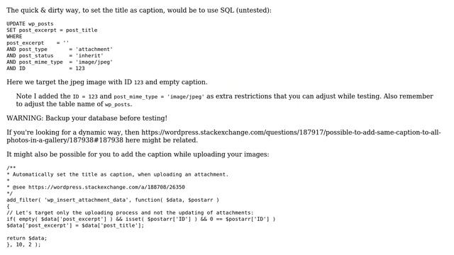 Wordpress: have WP Gallery display the title instead of caption (2 Solutions!!) смотреть онлайн