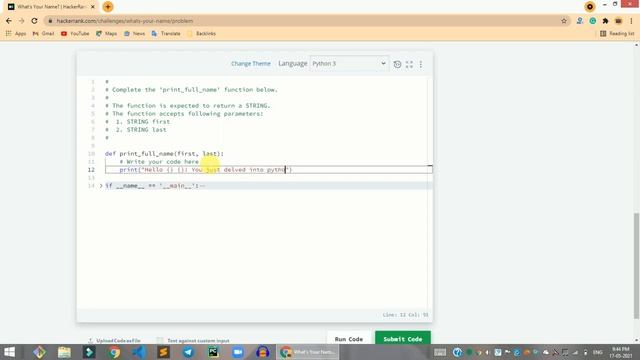 HackerRank What's Your Name problem solution in Python | Python solutions | Programmingoneonone смотреть онлайн