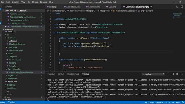 symfony ep18 EventSubscriber and Password Hashing смотреть онлайн
