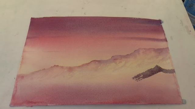 Рассвет акварелью. Учимся рисовать ярко.Sunrise in watercolour.Easy. Limited palette. смотреть онлайн