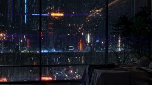 Soothing Rain On Window Sounds | With A Beautiful City View | Heavy Rain For Sleeping | 4K