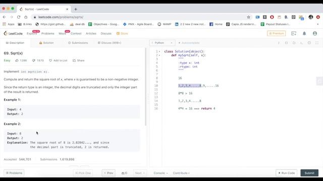 Sqrt(x) | LeetCode 69 | Python Easy Explanation смотреть онлайн