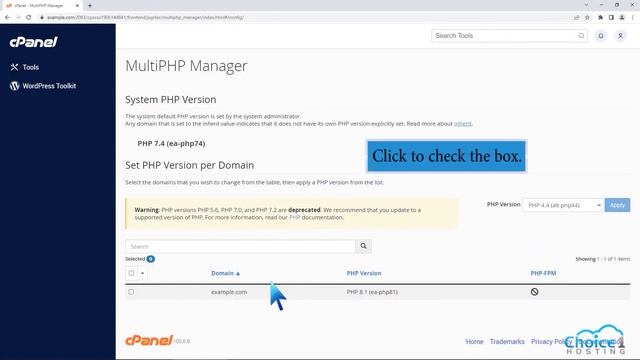 How to Reset the PHP Version to the Default Version, Using cPanel with Choice 1 Hosting смотреть онлайн