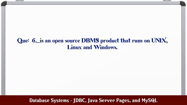 Database Systems - JDBC, Java Server Pages, and MySQL MCQ Questions смотреть онлайн