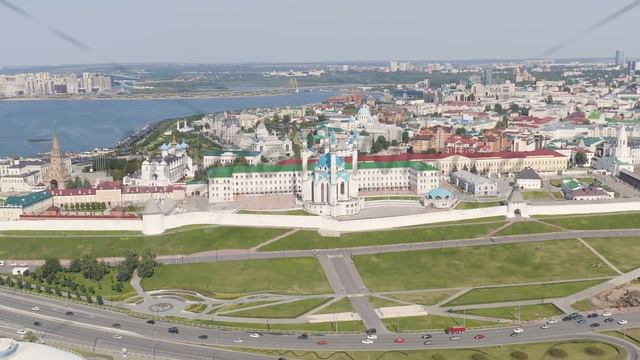 Kazan, Russia. Aerial View Of The Kazan Kremlin. Kul Sharif Mosque, Aerial View, Point Of Interest