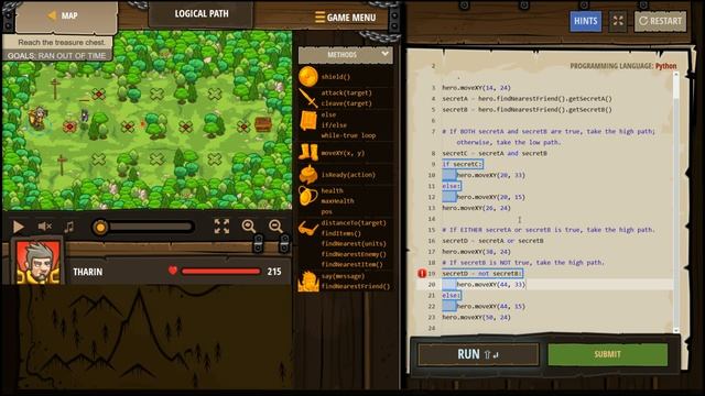 CODE COMBAT PYTHON level LOGICAL PATH Basic Syntax Boolean And Boolean Or IfElse Statements If Stat смотреть онлайн