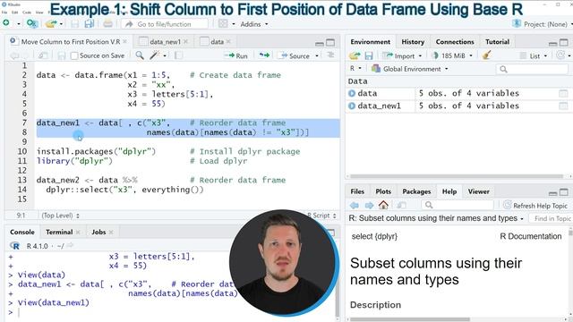 Move Column to First Position of Data Frame in R (2 Examples) | Shift to Beginning | dplyr Package смотреть онлайн