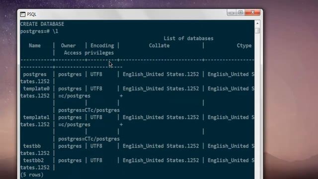PostgreSQL CREATE DATABASE смотреть онлайн