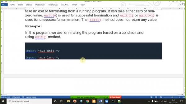 02 NOV 2020 JAVA COMMAND LINE ARGUMENT & SYSTEM EXIT