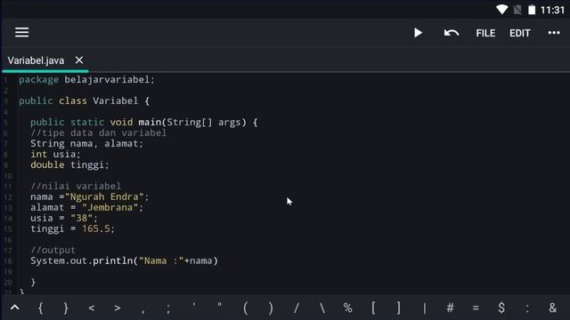Membuat Variabel di Java Menggunakan Aplikasi JAVA N-IDE Android смотреть онлайн