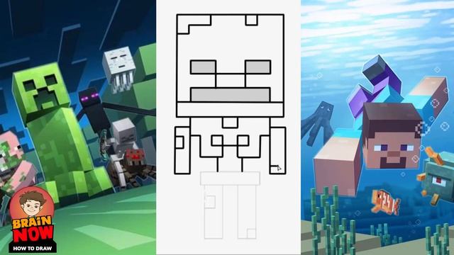 Как нарисовать Скелета из Майнкрафта ?? | How To Draw A Minecraft Skeleton смотреть онлайн