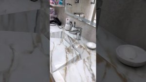 Раковина из керамогранита с продолжением столешницы и боковой поддержкой!