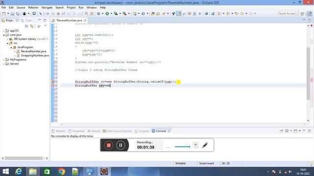 4 Reverse Number Program Using StringBuffer Class in java смотреть онлайн