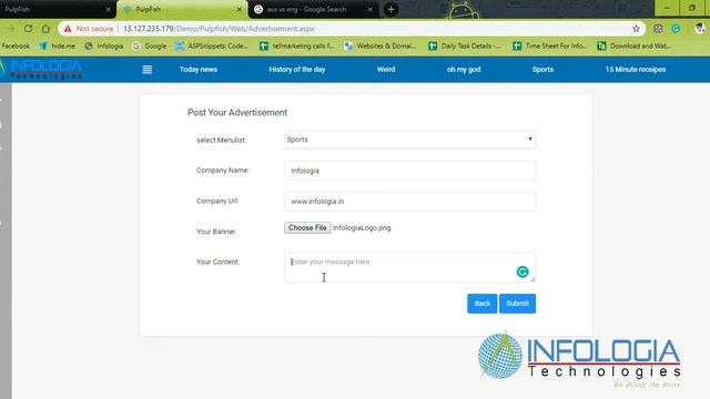 Infologia Technologies News portal - Admin and User side -Full demo смотреть онлайн