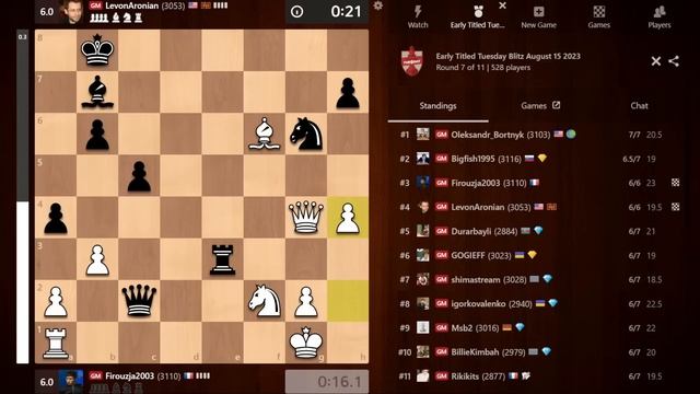 Titled Tuesday EARLY | Alireza Firouzja | August 15, 2023 | Chesscom | LIVE GAMES