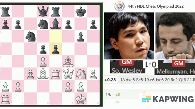 A Masterpiece I Wesley So [PHI] vs Hrant Melkumyan [ARM] 44th Chess Olympiad 2022 Round 7 смотреть онлайн
