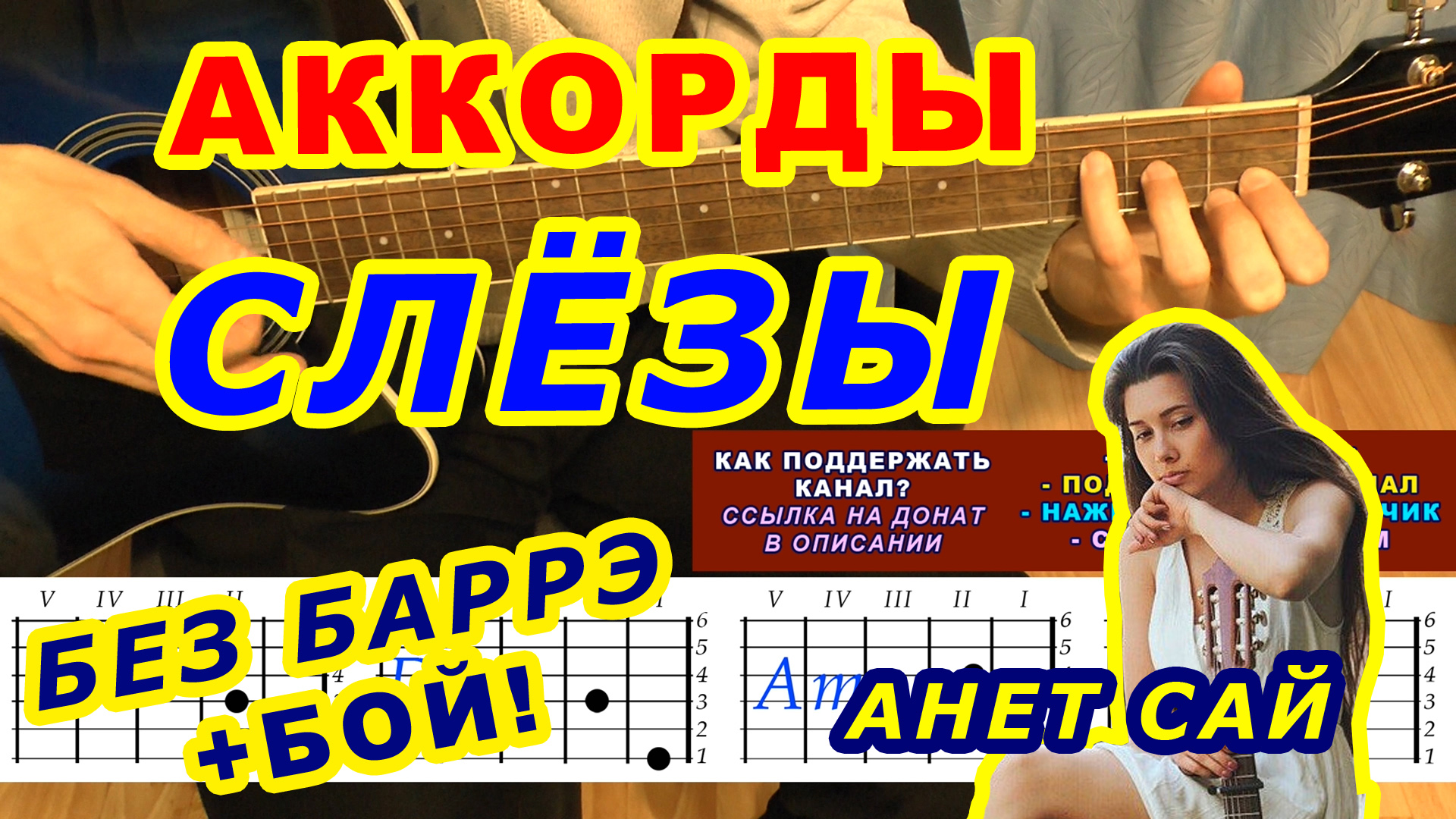 Слёзы Аккорды ? Анет Аннет Сай ♪ Разбор песни на гитаре без баррэ ♫ Гитарный Бой для начинающих смотреть онлайн