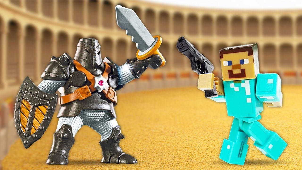 Майнкрафт видео игры Битвы - Стив Майнкрафт Лего на Арене и в Тире! - Стрелялки игры для мальчиков смотреть онлайн