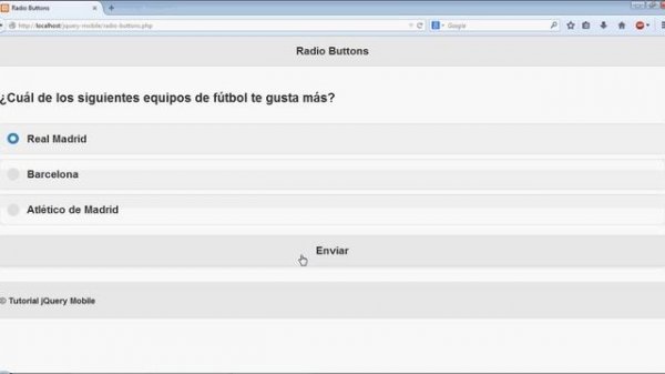 Curso de jQuery Mobile 5 - radio buttons y ejemplo PHP