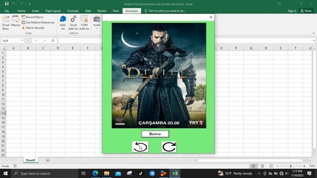 Rotate Picture(clockwise and counter clockwise)in excel vba UserForm смотреть онлайн