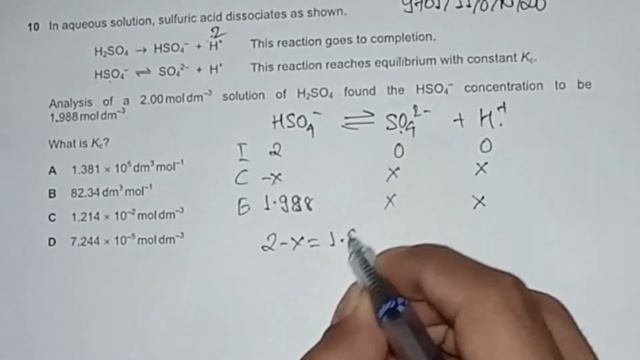 CAIE 9701/11/O/N/20 Q 10 - Equilibria смотреть онлайн