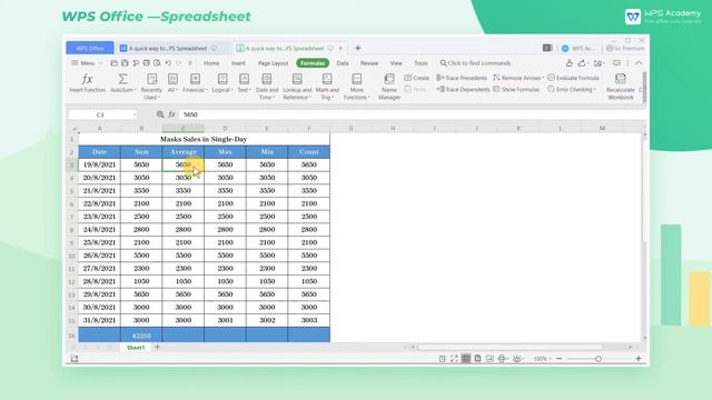 [WPS Academy] 1.3.2 Excel: A quick way to calculate sum, average, count, max, and min смотреть онлайн