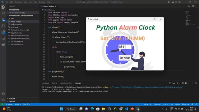 #task2 | @codeclause Internship | Alarm Clock with GUI Using Python. смотреть онлайн