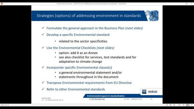 10-10 webinar: Environment aspects in standardization смотреть онлайн