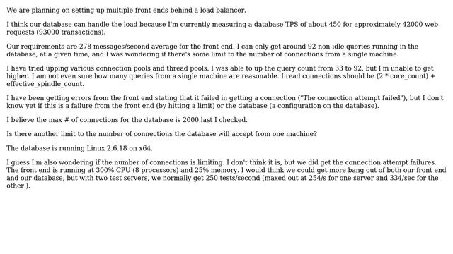 Is there a limit to the number of database connections from a single machine in PostgreSQL? смотреть онлайн