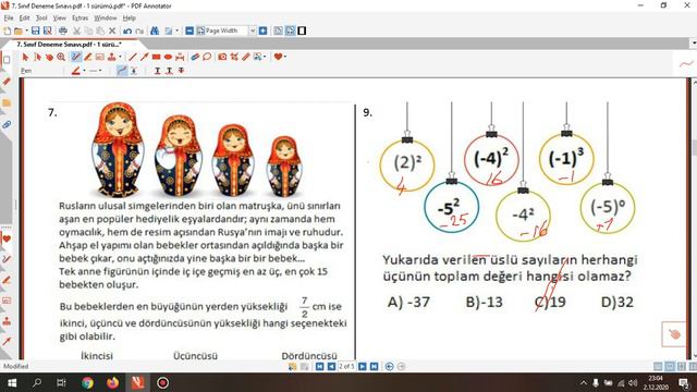7.SINIF MATEMATİK DENEME SINAVI YETİŞ......