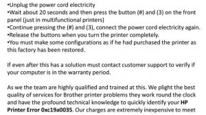 Fix HP Printer Error Message 0xc19a0035