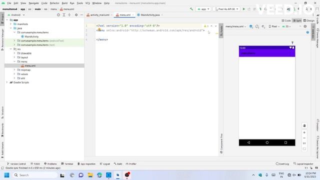 How To Create Option Menu Or Menu Items Or  Three Dots In Android Studio