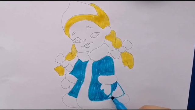 Как нарисовать снегурочку. Рисуем и раскрашиваем. Для детей смотреть онлайн