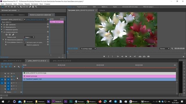 Эффекты Размытие по Гауссу и Сложное Размытие  Premiere Pro