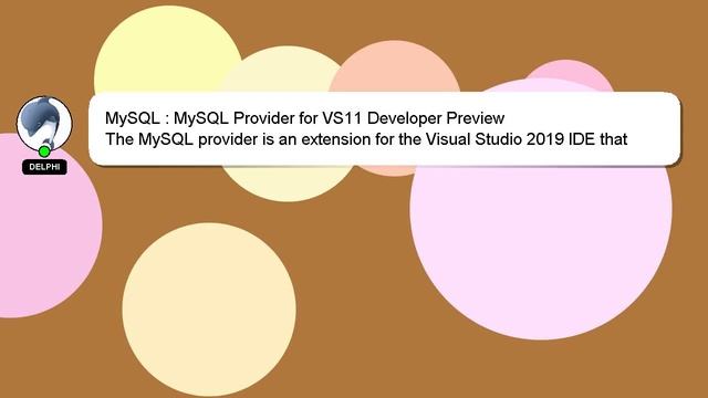 MySQL : MySQL Provider for VS11 Developer Preview смотреть онлайн