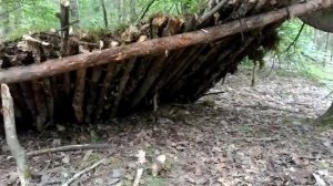ЭКСТРЕМАЛЬНОЕ ВЫЖИВАНИЕ С ОДНИМ НОЖОМ /Построил ЛЕСНОЕ Укрытие / ПРОВЕЛ НОЧЬ В ЛЕСУ ПОД ДОЖДЕМ!