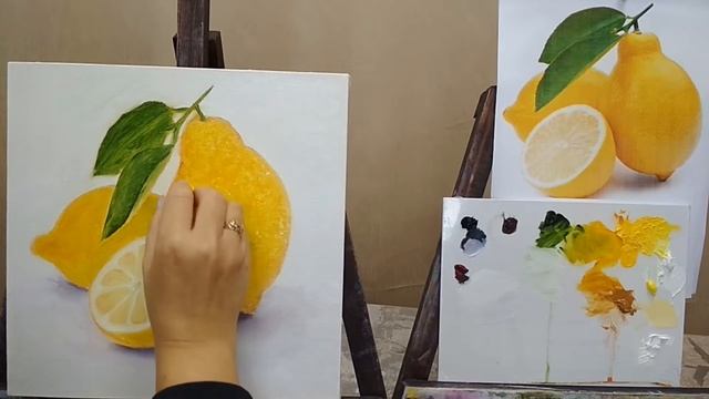 Полный видео урок по написанию натюрморта с лимонами маслом на холсте смотреть онлайн