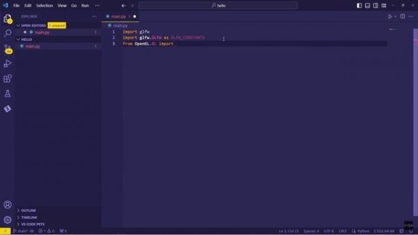 С чего начать 33 - OpenGL с Python - введение и настройка