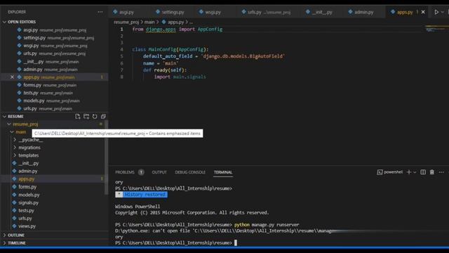 Python : can't open file No such file or directory. solved in seconds. #django #python #runserver смотреть онлайн