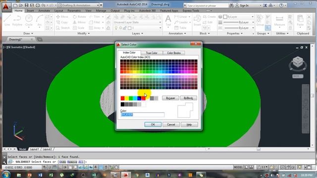 Differnet faces with different colors in Autocad - color faces command -Solidedit command. смотреть онлайн