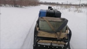 Поездка на рыбалку, на мотобуксировщике "Мужик"