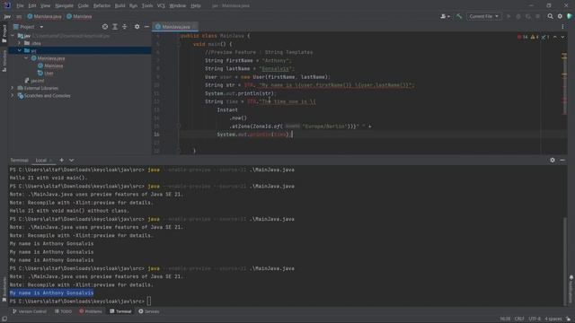 Java 21 features - String Templates as a preview feature смотреть онлайн