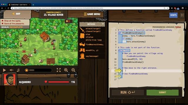 CodeCombat Level 23 Python Computer Science 2 Tutorial with Answers смотреть онлайн