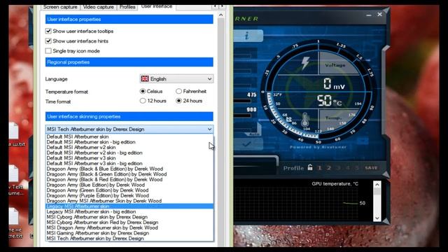 MSI Afterburner 4.1.0 Final - New skins by Drerex Design смотреть онлайн