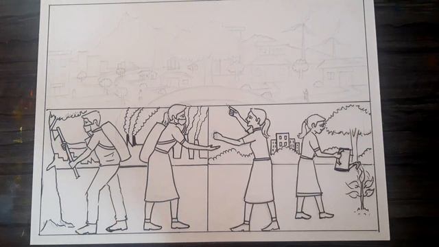If I Can Change The World Poster Drawing / Drawing Competition 2023/ sketch pen outline drawing смотреть онлайн