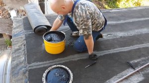 Покрытие крыши битумом и рубероидом. Часть1 (08.09.2016. )