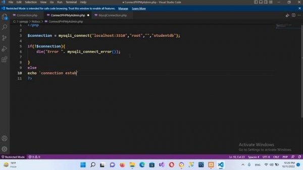 Connect to MySQL Database in PHP Using Visual Studio Code 2023