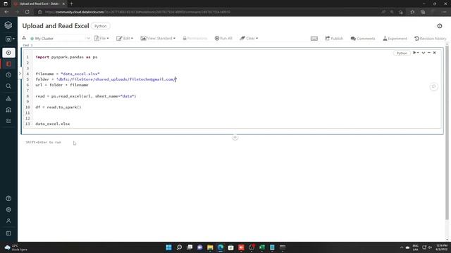 PySpark How to UPLOAD and READ EXCEL - DATABRICKS смотреть онлайн